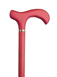 Ladies Cane,  melborne pink ribbon cane with derby handle and gold tone band