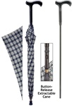 Cane umbrella with Blue and Black Pattern