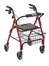 Drive Deluxe Aluminum Rollator with Plastic Seat, 6" Casters (LB)