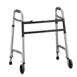 Nova Petite Folding Walker with 5 inch Wheels Single Button Release