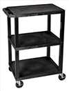 APPROVED VENDOR , D5665 Cart 3 Black Shelves Black Legs 18x24