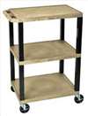 APPROVED VENDOR , D5665 Cart 3 Tan Shelves Black Legs 18x24