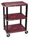 APPROVED VENDOR , D5665 Cart 3 Burgundy Shelves Blk Legs 18x24