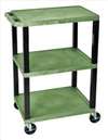 APPROVED VENDOR , D5665 Cart 3 Green Shelves Black Legs 18x24