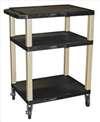 APPROVED VENDOR , D5666 Cart 3 Black Shelves Putty Legs 18x24