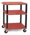 APPROVED VENDOR , D5667 Cart 3 Red Shelves Black Legs 18x24
