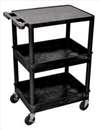 APPROVED VENDOR , D5671 Cart 3 Black Shelves Black Legs 18x24