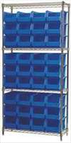 AKRO-MILS , D5519 Wire Shelving With (36) 2W779 Blue Bins