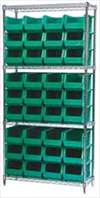AKRO-MILS , D5519 Wire Shelving With (36) 2RV71 Green Bins
