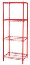 STORE LOGIC , Shelving Starter H74 W72 D24 Red 4 Shelf