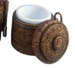 Small Rattan Ice Bucket with Liner & Tongs
