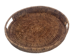 Medium Round Rattan Tray