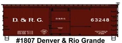 Accurail 1807 HO 36' Double-Sheathed Wood Boxcar Steel Roof Wood Ends Straight Frame Kit Denver & Rio Grande 63248