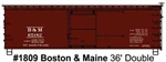 Accurail 1809 HO 36' Double-Sheathed Wood Boxcar w/Steel Roof Wood Ends Straight Underfram Boston & Maine