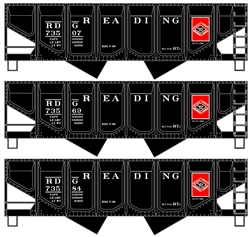 Accurail 2881 HO 55-Ton Panel-Side 2-Bay Hopper 3-Pack Kit Reading