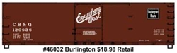 Accurail 46032 HO USRA 40' Double-Sheathed Wood Boxcar Kit Chicago, Burlington& Quincy 