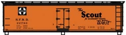Accurail 48163 HO 40' Wood Reefer Kit Santa Fe 22780 Orange Black Scout Slogan Map on Other Side