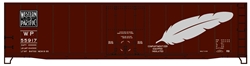 Accurail 5137 HO AAR 50' Riveted-Side Plug-Door Boxcar Kit Western Pacific 55917 Boxcar Red Silver Large Feather 112-5137