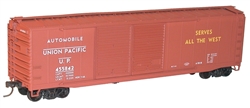 Accurail 5234 HO AAR 50' Riveted-Side Double-Door Boxcar Kit Union Pacific #455842 Boxcar Red Auto Service Yellow Streamliners Slogan 112-5234
