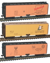 Accurail 8093 HO 40' Steel Reefer 3-Pack Kit One Each: Dubuque Packing Wilson Car Lines American Refrig Transit