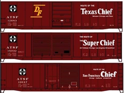 Accurail 8107 HO 50' Steel Boxcar 3-Car Set Kit Santa Fe 12683 15932 10047 Passenger Train Slogans
