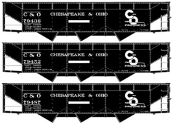 Accurail 8108 HO AAR 70-Ton Offset-Side 3-Bay Hopper 3-Pack Kit Chesapeake & Ohio 79436 79452 79487 Progress Logo