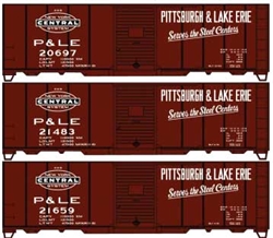 Accurail 8111 HO AAR 40' Single-Door Steel Boxcar Kit Pittsburgh & Lake Erie NYC System Logo Steel Center Slogan