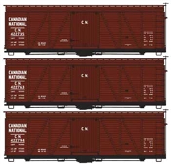 Accurail 8113 HO Fowler 36' Wood Boxcar 3-Pack Kit Canadian National 422735 422763 422794 Boxcar Red 112-8113