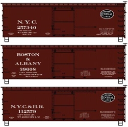 Accurail 8125 HO 36' Double-Sheathed Wood Boxcar 3-Pack Kit New York Central Boston & Albany NYC & Hudson River