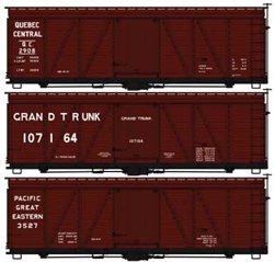 Accurail Inc 8135 HO Fowler 36' Wood Boxcar 3-Pack Kit QC, GT & PGE