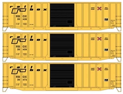 Accurail 8159 HO 50' Exterior-Post Modern Boxcar 3-Pack Kit Railbox #20428 20459 20473