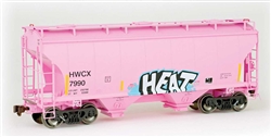 American Limited 2032 HO TrinityRail 3281 cf 2-Bay Covered Hopper Halliburton HWCX #7990 HEAT Graffiti