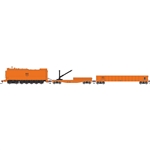 Athearn 1821 HO MOW Set Orange Fuel Oil Tank Car #90051/Derrick Car #110667/52' Mill Gondola #120568 (3)