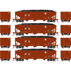 Athearn 25569 N 40' 3-Bay Ribbed Hopper w/Load BNSF #2 (4)