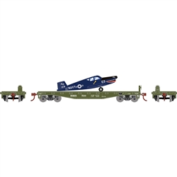 Athearn 96457 HO 40' Flat Car w/Plane DODX/Navy #7031