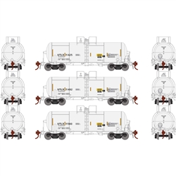 Athearn G25629 HO 13,600-Gal Acid Tank UTLX/White/Reflectors (3)