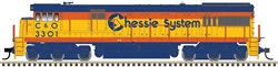 Atlas 10003901 HO GE U30C Phase I DC Chessie System Chesapeake & Ohio 3301