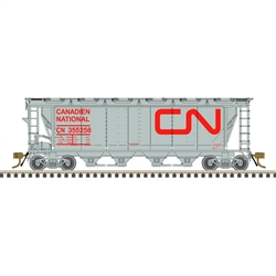 Atlas 20006360 HO Slab-Side Covered Hopper Canadian National 355151 12 Hatch Noodle Logo