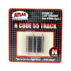 Atlas 2006 N Code 55 Track w/Nickel-Silver Rail & Brown Ties Straight 1-1/4" Pkg 6