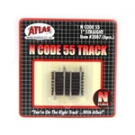 Atlas 2007 N Code 55 Track w/Nickel-Silver Rail & Brown Ties Straight 1" Pkg 6