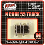 Atlas 2008 N Code 55 Track w/Nickel-Silver Rail & Brown Ties Straight 3/4" Pkg 6