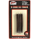 Atlas 2023 N Code 55 Track w/Nickel-Silver Rail & Brown Ties 17-1/2" Radius Half Curve Pkg 6