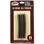 Atlas 2027 N Code 55 Track w/Nickel-Silver Rail & Brown Ties 20" Radius Half Curve Pkg 6