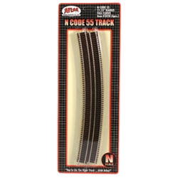 Atlas 2028 N Code 55 Track w/Nickel-Silver Rail & Brown Ties 21-1/4" Radius Full Curve Pkg 6