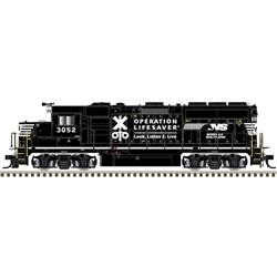 Atlas 40004747 N EMD GP40-2 w/ Dynamic Brakes LokSound and DCC Norfolk Southern 3052 Operation Lifesaver