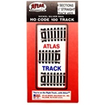 Atlas 825 HO Straight Snap-Track Nickel-Silver Rail 1-1/2" Ties Pkg 4