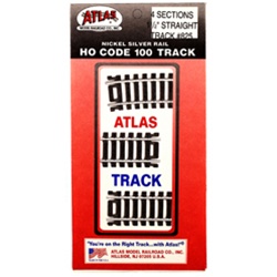 Atlas 825 HO Straight Snap-Track Nickel-Silver Rail 1-1/2" Ties Pkg 4