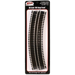 Atlas 833 HO Code 100 Curved Snap-Track Nickel-Silver Rail 18" Radius Ties Pkg 6