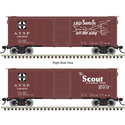 Atlas 3001837 O 1937 AAR 40' Single-Door Boxcar 3-Rail Santa Fe Boxcar Red Side A Scout Slogan Side B Map