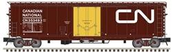 Atlas 3003513 O Pullman-Standard PS-1 50' Plug-Door Boxcar 3-Rail Canadian National Boxcar Red Yellow Large Noodle Logo